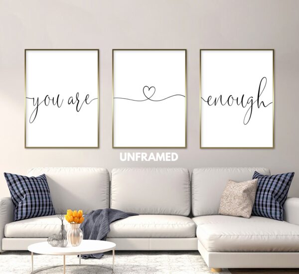 You are Enough, Set of 3 Prints, Minimalist Art, Home Wall Decor, Multiple Sizes