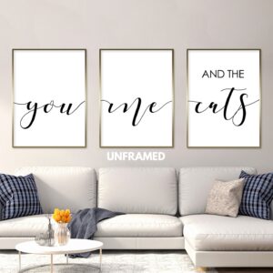 You Me and the Cats, Set of 3 Prints, Minimalist Art, Home Wall Decor, Multiple Sizes