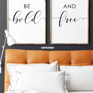 Be Bold and Free, Set of 2 Prints, Minimalist Art, Typography Art, Wall Art, Multiple Sizes, Home Wall Art
