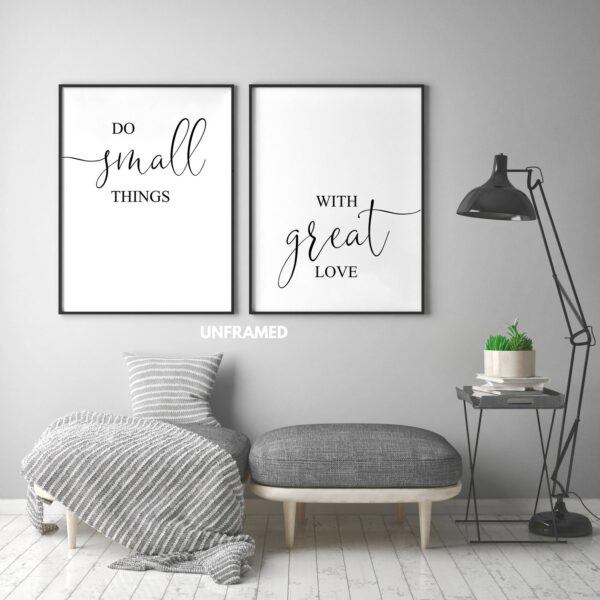 Do Small Things With Great Love v2, Set of 2 Prints, Minimalist Art, Typography Art, Wall Art, Multiple Sizes, Home Wall Art