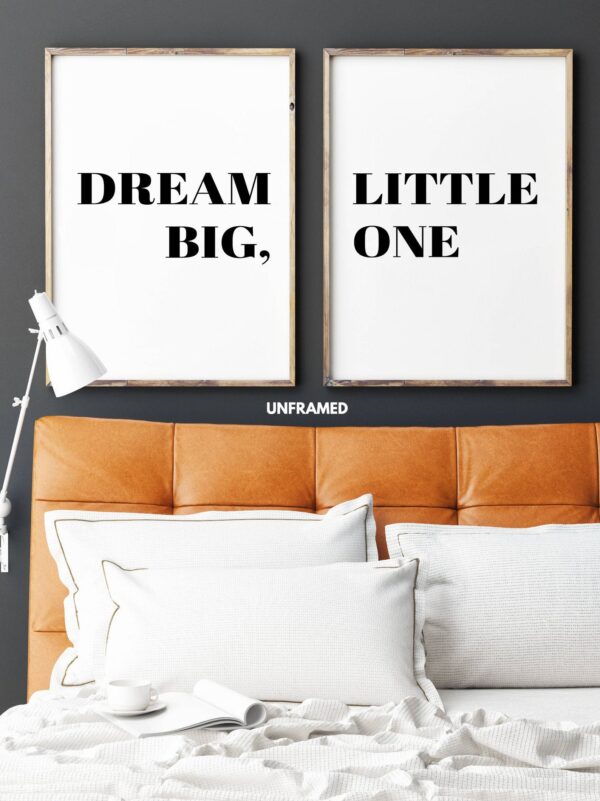 Dream Big Little One, Set of 2 Posters, Minimalist Art, Typography Art, Wall Art, Multiple Sizes, Home Wall Art