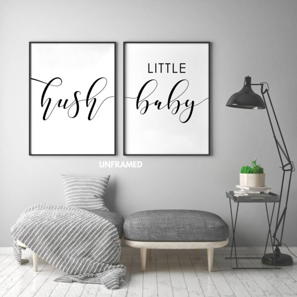Hush Little Baby, Set of 2 Prints, Minimalist Art, Typography Art, Wall Art, Multiple Sizes, Home Wall Art