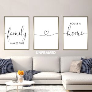Family Makes This House a Home, Set of 3 Prints, Minimalist Art, Home Wall Decor, Multiple Sizes