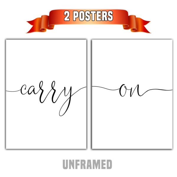 Carry On, Set of 2 Posters, Minimalist Art, Typography Art, Wall Art, Multiple Sizes, Home Wall Art