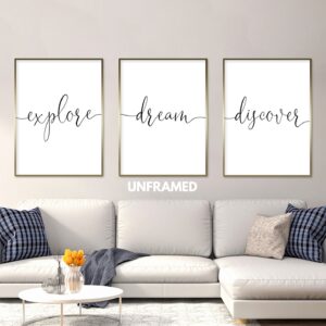 Explore Dream Discover, Set of 3 Prints, Minimalist Art, Home Wall Decor, Multiple Sizes