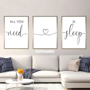 All You Need is Sleep, Set of 3 Prints, Minimalist Art, Home Wall Decor, Multiple Sizes