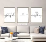 Grateful for Everything, Set of 3 Prints, Minimalist Art, Home Wall Decor, Multiple Sizes
