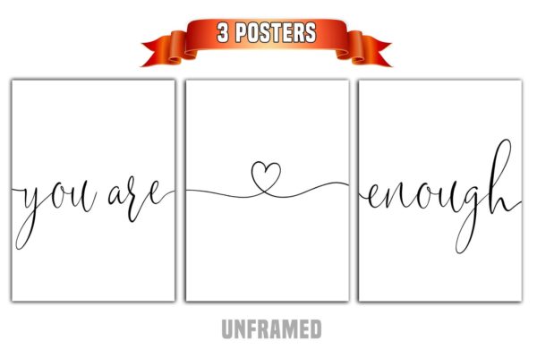 You are Enough, Set of 3 Prints, Minimalist Art, Home Wall Decor, Multiple Sizes