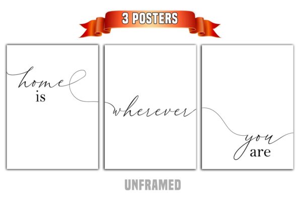 Home is Wherever You Are, Set of 3 Prints, Minimalist Art, Home Wall Decor, Multiple Sizes