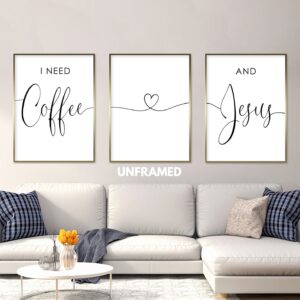 I Need Coffee and Jesus, Set of 3 Prints, Minimalist Art, Home Wall Decor, Multiple Sizes