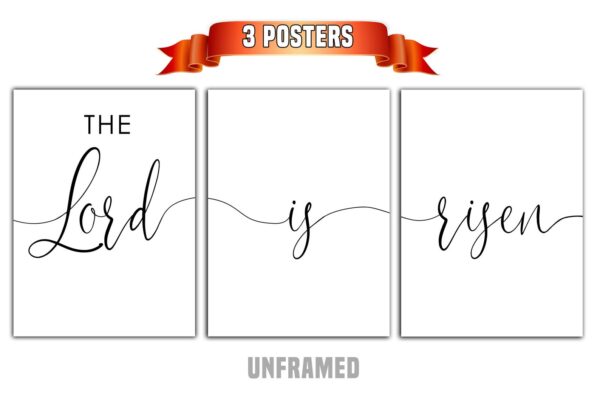 The Lord is Risen, Set of 3 Prints, Minimalist Art, Home Wall Decor, Multiple Sizes