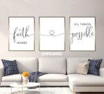Faith Makes All Things Possible, Set of 3 Prints, Minimalist Art, Home Wall Decor, Multiple Sizes