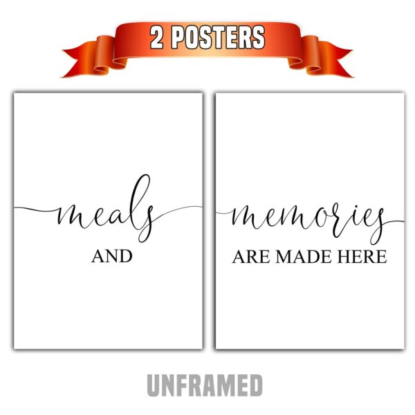 Meals and Memories are Made Here, Set of 2 Prints, Minimalist Art, Typography Art, Wall Art, Multiple Sizes, Home Wall Art