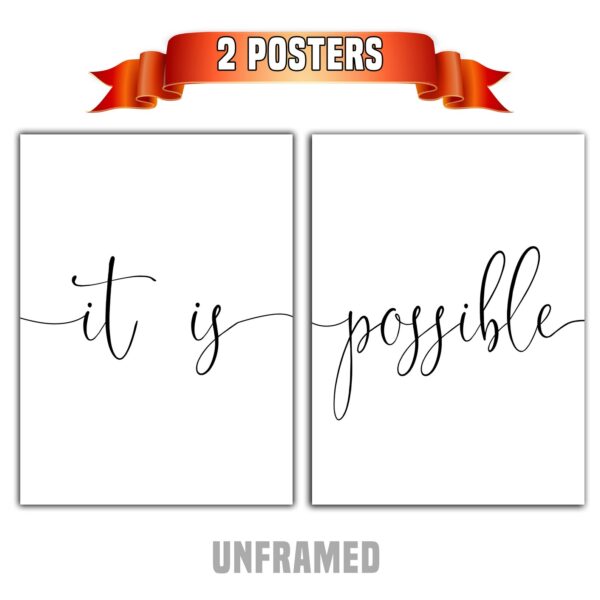 It is Possible, Set of 2 Posters, Minimalist Art, Typography Art, Wall Art, Multiple Sizes, Home Wall Art