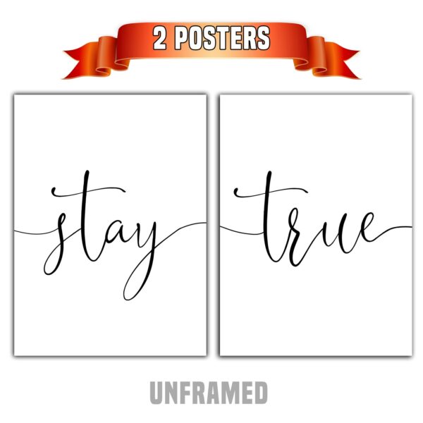 Stay True, Set of 2 Posters, Minimalist Art, Typography Art, Wall Art, Multiple Sizes, Home Wall Art