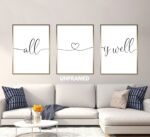 All is Well, Set of 3 Prints, Minimalist Art, Home Wall Decor, Multiple Sizes