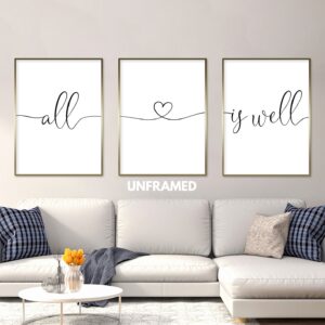 All is Well, Set of 3 Prints, Minimalist Art, Home Wall Decor, Multiple Sizes