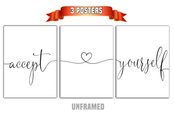 Accept Yourself, Set of 3 Prints, Minimalist Art, Home Wall Decor, Multiple Sizes