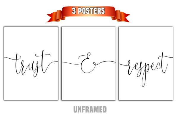 Trust and Respect, Set of 3 Prints, Minimalist Art, Home Wall Decor, Multiple Sizes