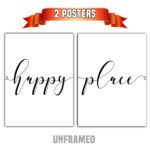 Happy Place, Set of 2 Prints, Minimalist Art, Typography Art, Wall Art, Multiple Sizes, Home Wall Art