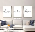 Dream Love, Set of 3 Prints, Minimalist Art, Home Wall Decor, Multiple Sizes