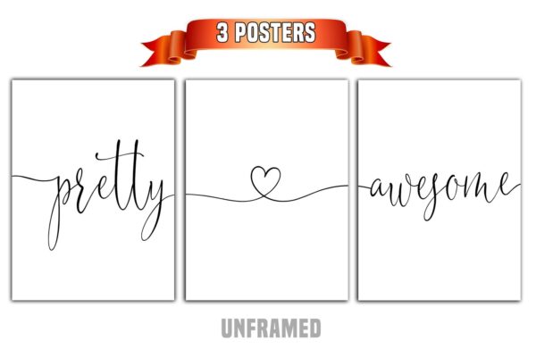 Pretty Awesome, Set of 3 Prints, Minimalist Art, Home Wall Decor, Multiple Sizes