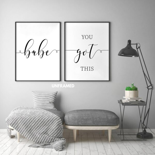 Babe You Got This, Set of 2 Poster Prints, Minimalist Art, Home Wall Decor, Multiple Sizes