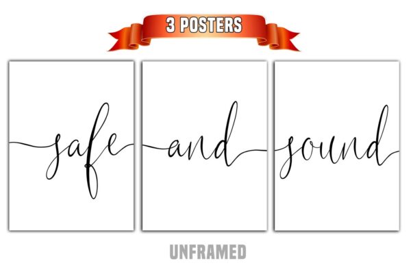 Safe and Sound, Set of 3 Prints, Minimalist Art, Home Wall Decor, Multiple Sizes