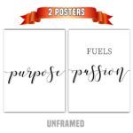 Purpose Fuels Passion, Set of 2 Prints, Minimalist Art, Typography Art, Wall Art, Multiple Sizes, Home Wall Art
