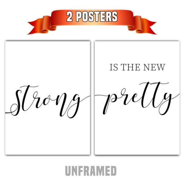 Strong is the New Pretty, Set of 2 Prints, Minimalist Art, Typography Art, Wall Art, Multiple Sizes, Home Wall Art