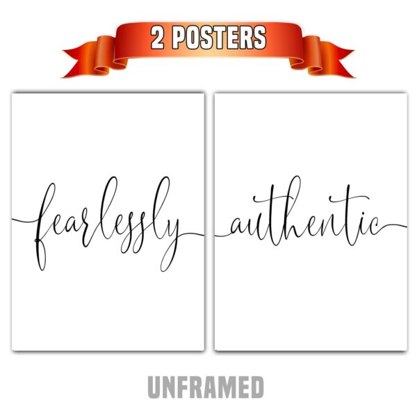 Fearlessly Authentic, Set of 2 Prints, Wall Art Sign, Home Wall Decor, Multiple Sizes