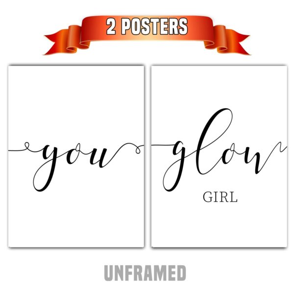 You Glow Girl, Set of 3 Prints, Minimalist Art, Home Wall Decor, Multiple Sizes