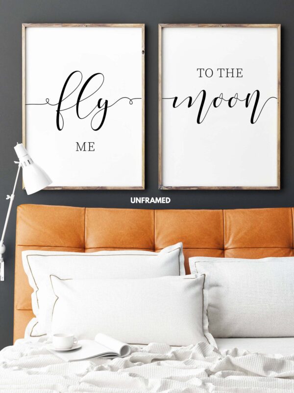 Fly Me To The Moon, Set of 2 Prints, Minimalist Art, Typography Art, Wall Art, Multiple Sizes, Home Wall Art