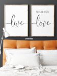 Live What You Love, Set of 2 Prints, Minimalist Art, Typography Art, Wall Art, Multiple Sizes, Home Wall Art