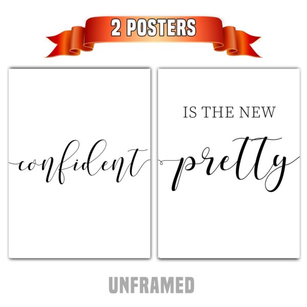 Confident Is The New Pretty, Set of 2 Prints, Minimalist Art, Typography Art, Wall Art, Multiple Sizes, Home Wall Art