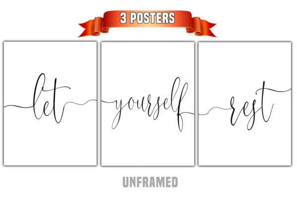 Let Yourself Rest, Set of 3 Prints, Minimalist Art, Home Wall Decor, Multiple Sizes