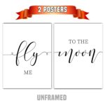 Fly Me To The Moon, Set of 2 Prints, Minimalist Art, Typography Art, Wall Art, Multiple Sizes, Home Wall Art