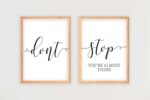 Don't Stop You're Almost There, Set of 2 Prints, Minimalist Art, Typography Art, Wall Art, Multiple Sizes, Home Wall Art
