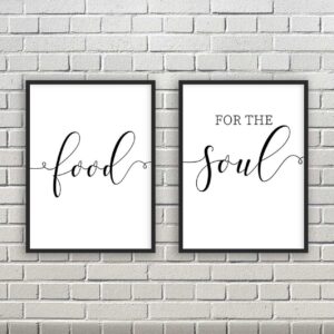 Food for the Soul, Set of 2 Prints, Minimalist Art, Typography Art, Wall Art, Multiple Sizes, Home Wall Art