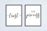 Trust the Process, Set of 2 Prints, Minimalist Art, Typography Art, Wall Art, Multiple Sizes, Home Wall Art