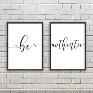 Be Authentic, Set of 2 Prints, Minimalist Art, Typography Art, Wall Art, Multiple Sizes, Home Wall Art