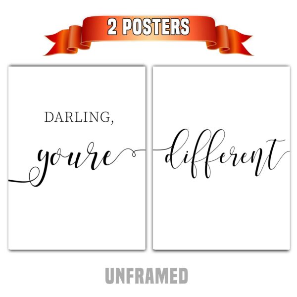 Darling You're Different, Set of 2 Prints, Minimalist Art, Typography Art, Wall Art, Multiple Sizes, Home Wall Art