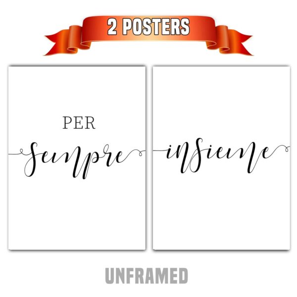 Per Sempre Insieme, Forever Together, Set of 2 Prints, Minimalist Art, Typography Art, Wall Art, Multiple Sizes, Home Wall Art