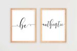 Be Authentic, Set of 2 Prints, Minimalist Art, Typography Art, Wall Art, Multiple Sizes, Home Wall Art