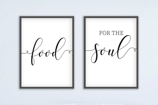 Food for the Soul, Set of 2 Prints, Minimalist Art, Typography Art, Wall Art, Multiple Sizes, Home Wall Art