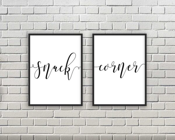 Snack Corner, Set of 2 Prints, Minimalist Art, Typography Art, Wall Art, Multiple Sizes, Home Wall Art