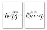 Her King His Queen, King and Queen, Set of 2 Prints, Minimalist Art, Typography Art, Wall Art, Multiple Sizes, Home Wall Art Decor