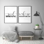 Good Morning Wake Up Sleepyhead, Set of 2 Prints, Bedroom Minimalist Art, Typography Art, Wall Art, Multiple Sizes, Home Wall Art Decor