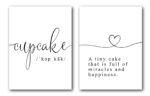 Cupcake Quote Wall Art, Set of 2 Prints, Happy signs, Minimalist Art, Typography Art, Wall Art, Multiple Sizes, Home Wall Art Decor