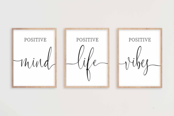 Positive Mind, Positive Life, Positive Vibes, Set of 3 Prints, Minimalist Art, Home Wall Decor, Multiple Sizes